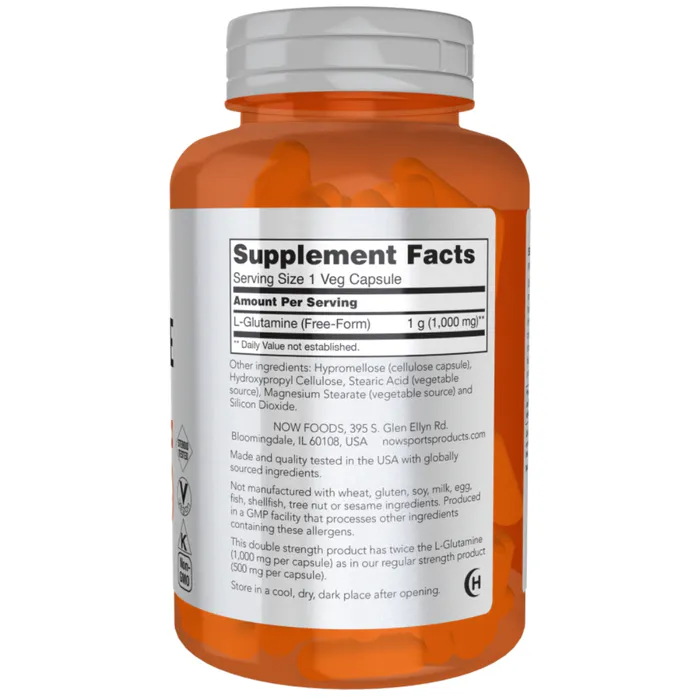 NOW L-glutamin, dobbel styrke 1000 mg