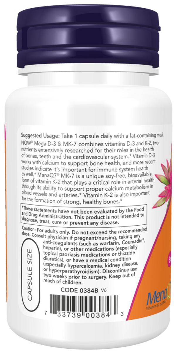 Kjøp kosttilskuddet NOW Mega Vitamin D3 & MK7 kr 449 vitaminX