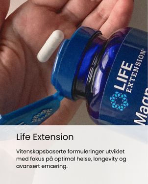Life Extension kosttilskudd i hånd