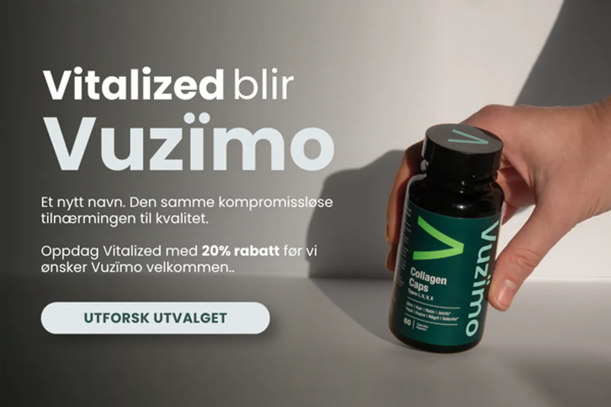 Få 20 % rabatt på hele sortimentet fra Vitalized før vi ønsker Vuzïmo velkommen.
