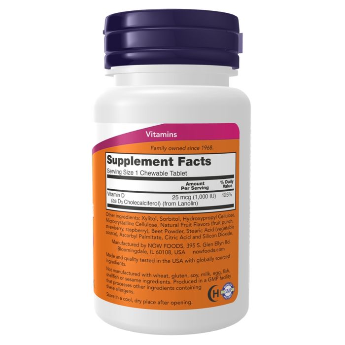 NOW Vitamin D3 - 1000 IU Tyggetabletter